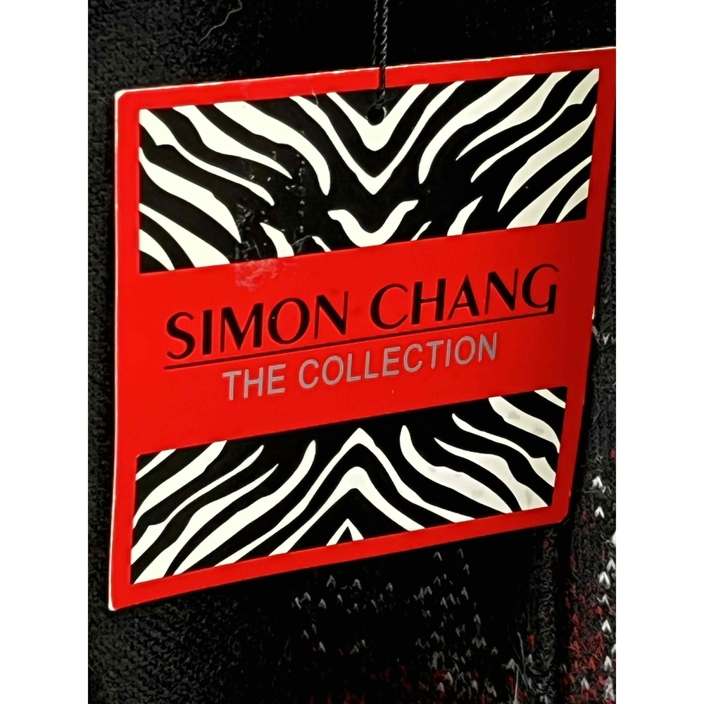 NWT Simon Chang Womens Red Plaid Wool Blend Open Cardigan Shawl Sz 8‎ - Picture 4 of 11